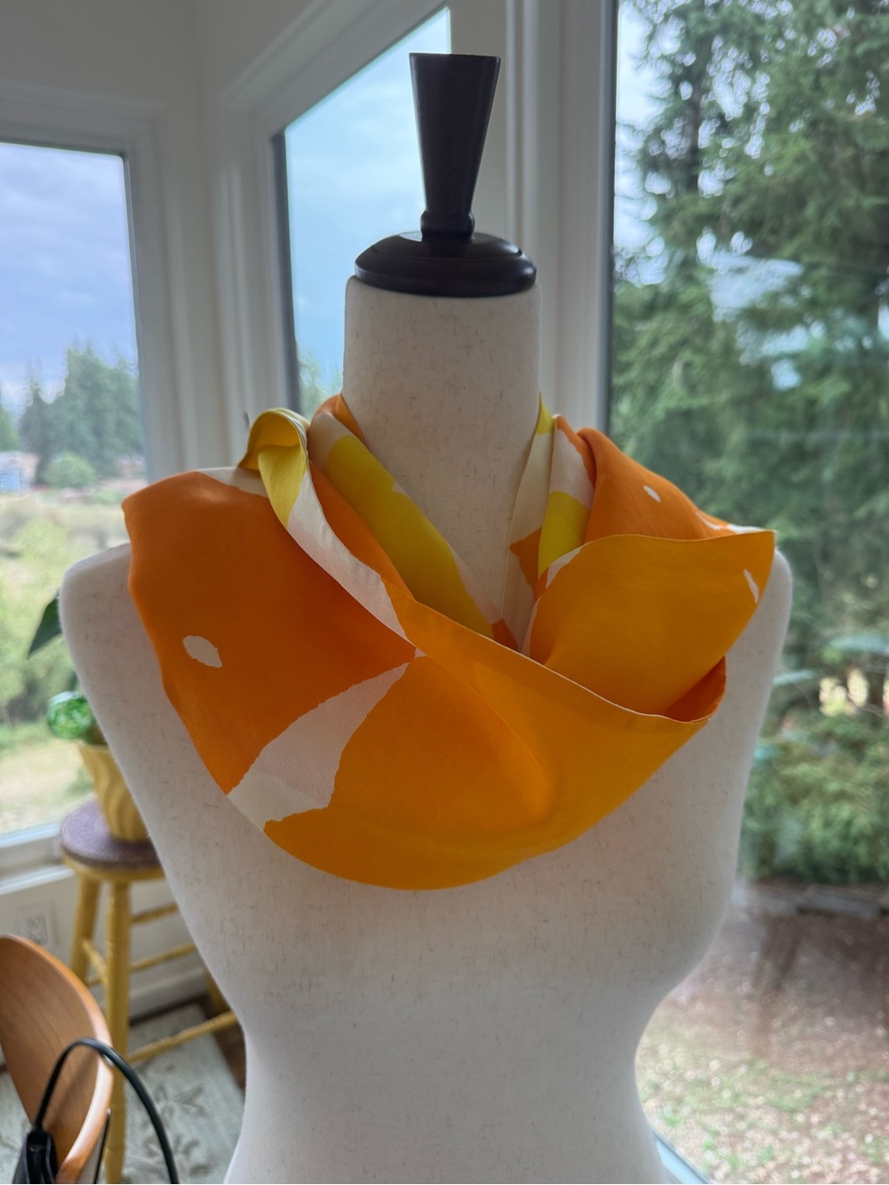 Vintage Vera Silk Orange Floral Print Scarf - Women's Accessory